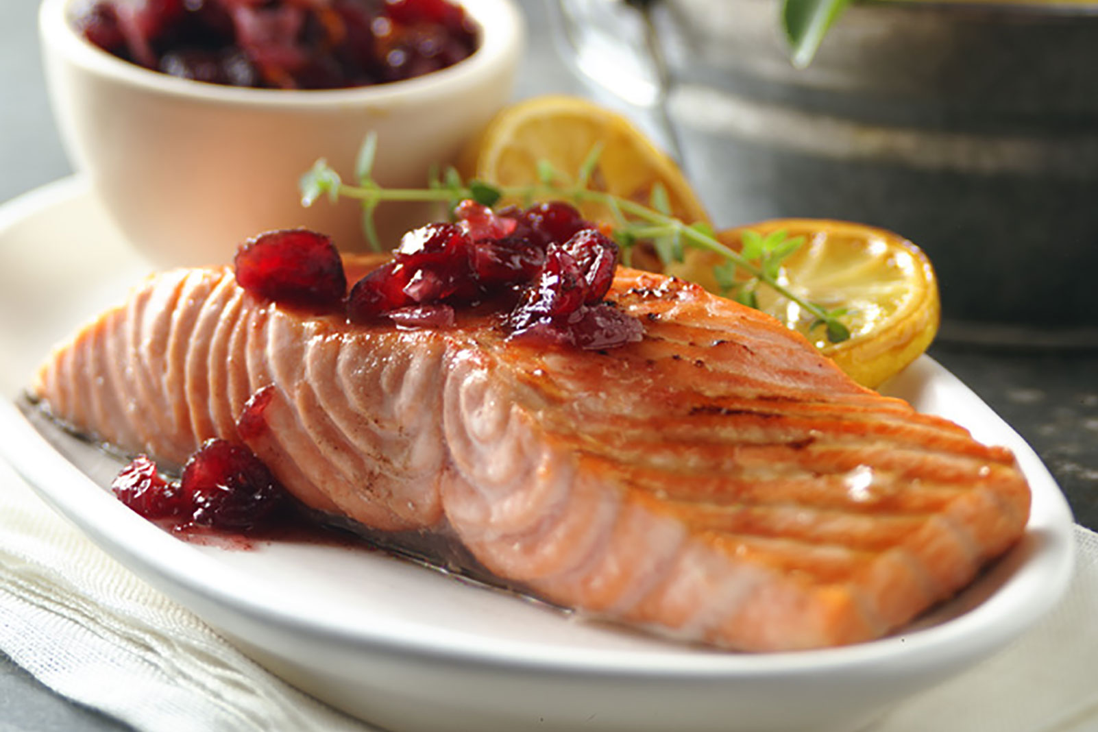 Grilled Salmon with Five-Spice Cranberry Relish